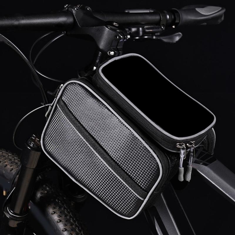 Large Capacity Waterproof Bicycles Front Top Tube Pouch Pannier Bike Phone Mount Holder Handlebar Bag with Touch Screens