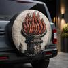 1pc, Statue of Liberty Torch Flame Printed Car Tire Cover, Retro American Street Trendy Style Pattern, Vehicle Tire Protection Decor Utility Item, Aes