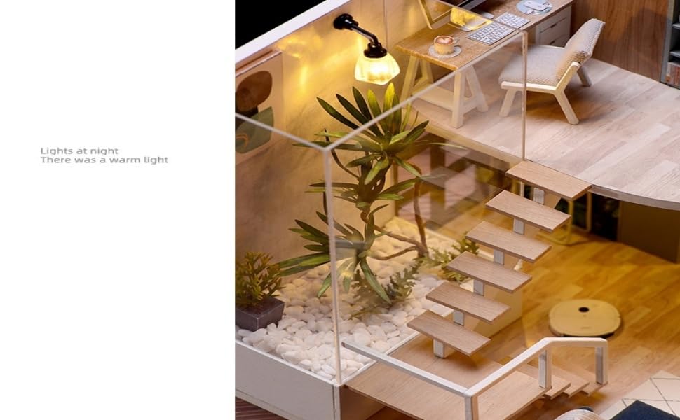 Sofiey Dollhouse DIY Kit Set, Miniature Furniture Craft Kit with Dustproof Case, "Comfortable Time" L-032-B