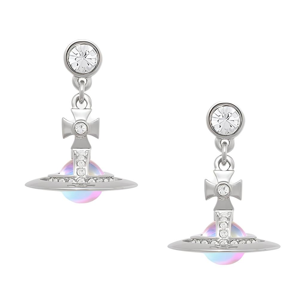 Vivienne Westwood Enamel Brass Crystal Earrings Women's Silver 8053195172863