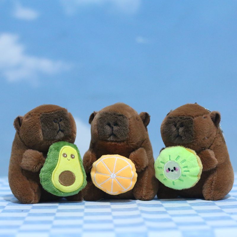 Plush Charming Capybara Toy Fruit Character Keyring Perfect For Kids And Collectors