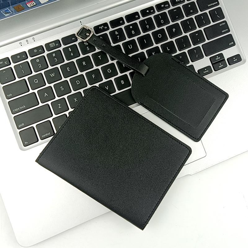 Customizable PU Leather Passport Holder & Luggage Tag Set with Paper Card Inclusion