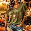 Women's Casual Thanksgiving Print V-Neck Pullover Top