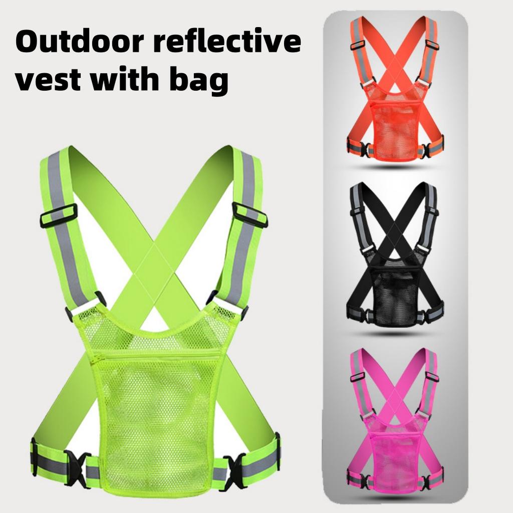 Adjustable Reflective Safety Vest High Visibility Safety Jacket with Strap for Night Work Running Bicycle