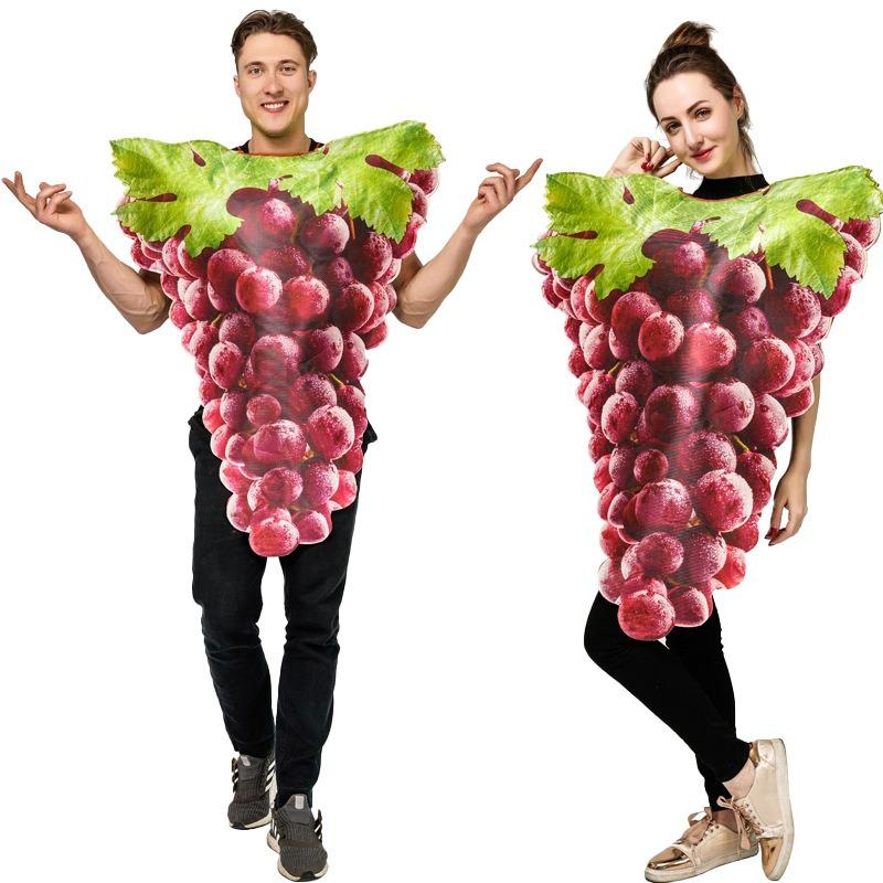 Funny Couple Grape Jumpsuit Halloween Spoof Fruit Show Costume Stage Play Party Costume