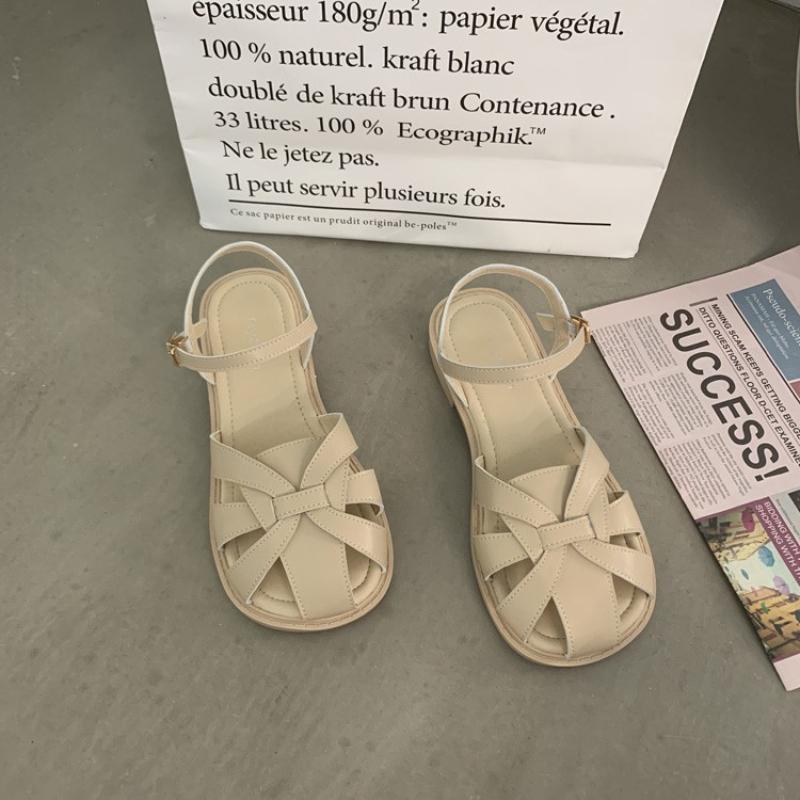 Mode Sandalen Frauen Sommer Neue 2024 Chic Retro Hohle Zehe Sandalen frauen Flache Einfache Runde Zehe Geflochtene Römische Sandalen