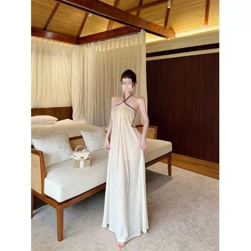 Design Waist Fake Hollowed Neck Dress Women's Summer New Temperament Slim Dress