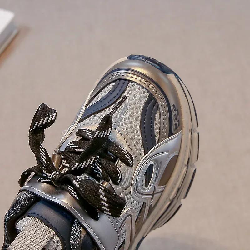 Students Basketball Shoes Thick Soft Sole Kids Sports Shoes Mesh Breathable 2025 New Fashion Children Running Shoes Non-slip