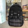 New Large-capacity Make-up Bag Trendy and Fashionable Plaid Junior High School College Student Backpack Two-piece Backpack Fashionable