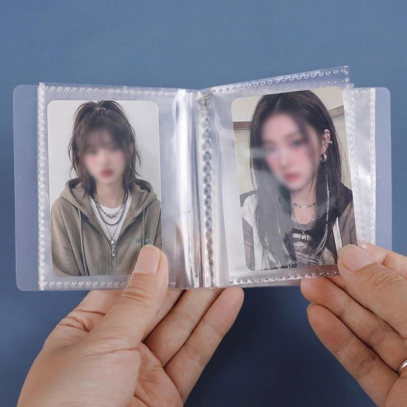 2/3inch Mini Photo Album Keychain Kpop Photo Card Holder Pockets ID Photo Idol Small Picture Storage Case PVC Binder Album Gifts