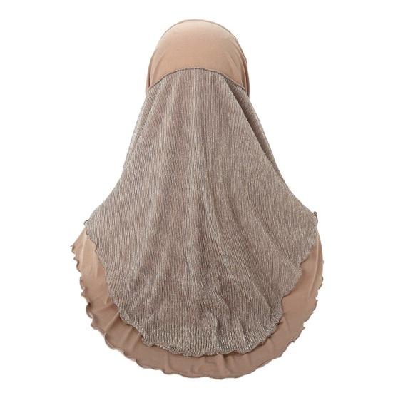 Women Headscarf Hat Lightweight Breathable Soft Crystalline Golden Wire Design Head Wrap Color-blocked Turban Hat