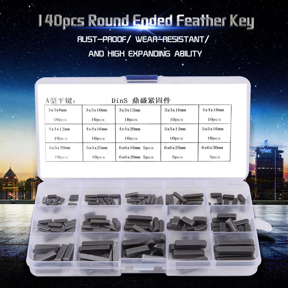 Shaft Key Set Rust-proof/Wear-resistant 140pcs Stainless Steel Portable Round Ended Feather Key Set Parallel Drive Shaft Keys Set 8mm 10mm 12mm 16mm 20mm 25mm 30mm Shaft Key Set Rust-proof/Wear-resistant 140pcs Stainless Steel Portable Round Ended Feather Key Set Parallel Drive Shaft Keys Set 8mm 10mm 12mm 16mm 20mm 25mm 30mm