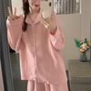 Autumn Women's Long-Sleeved Pajamas Homewear Set of Sweet Girls Long Trousers Pajamas Bubble Cotton Casual Homewear