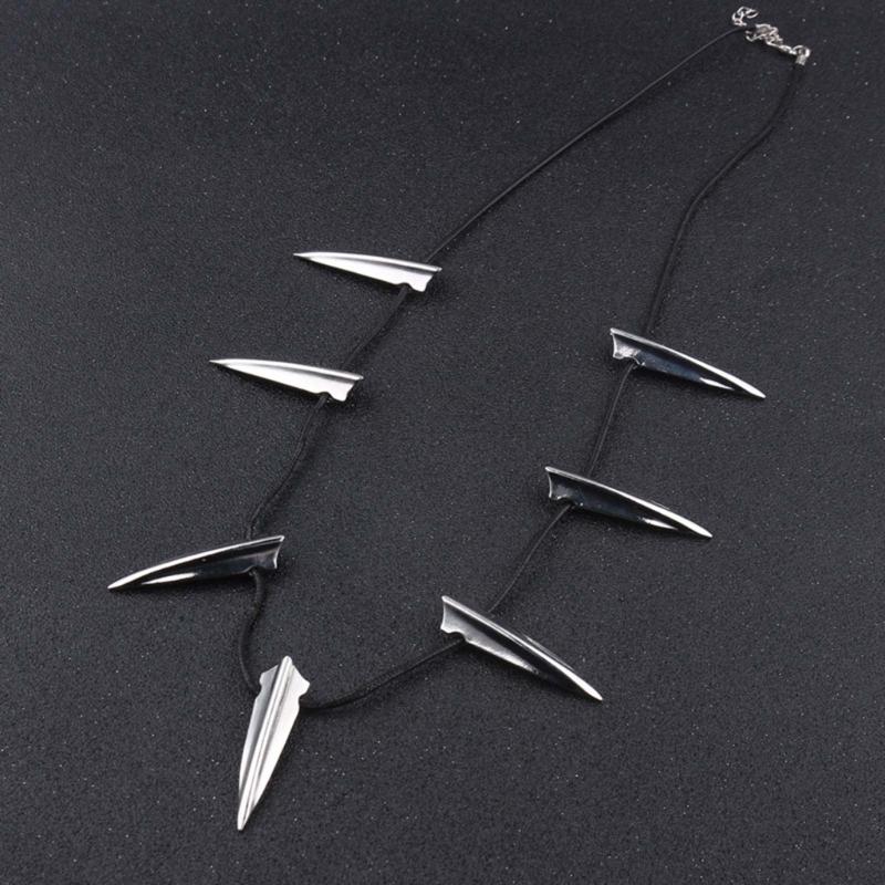 Chic Necklace for Black-Panther Cosplay Pendant Necklace Halloween Party Long Tooth Pendant Necklace Men Jewelry Gift