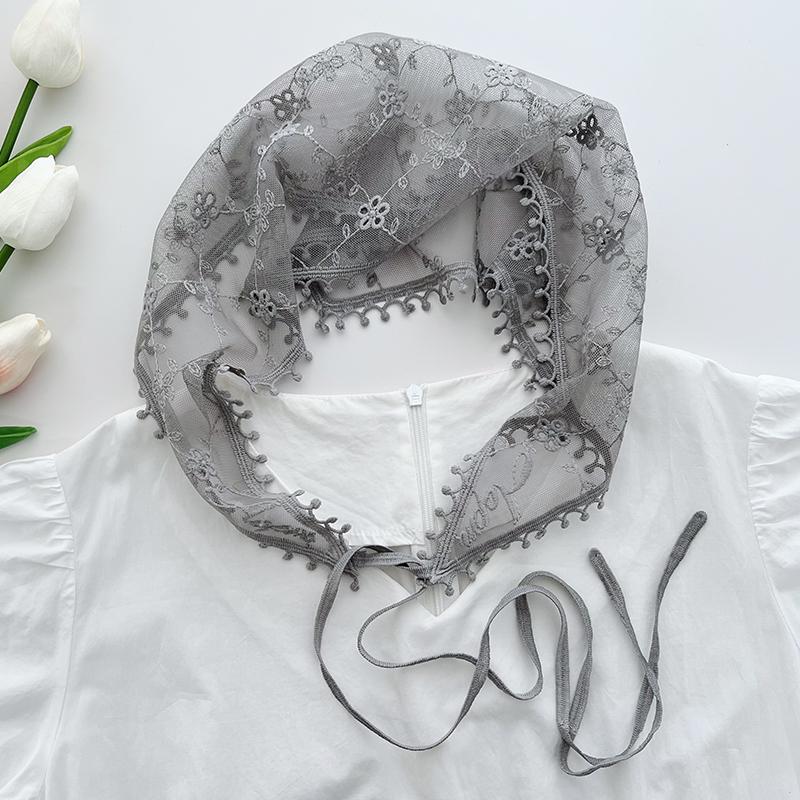 Korean version of idyllic fashion Spice Girl crochet triangle scarf headscarf women's bag head spring and summer headband lace French square scarf