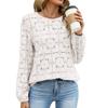 New Autumn-winter Pure Color Round-neck Lace Long-sleeved Loose Sheer Top for Women