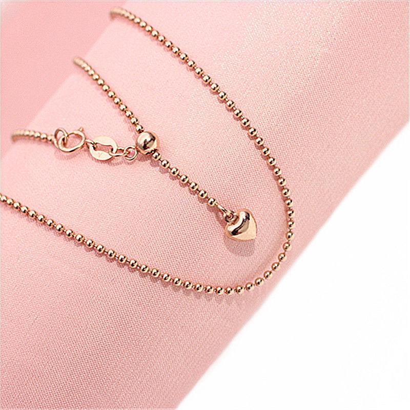 Изысканное 585 Русское Пурпурное Золото Бусины Глянцевое Сердце Цветное Золото Простой Темперамент Модный Позолоченный Розовое Золото Ожерелье