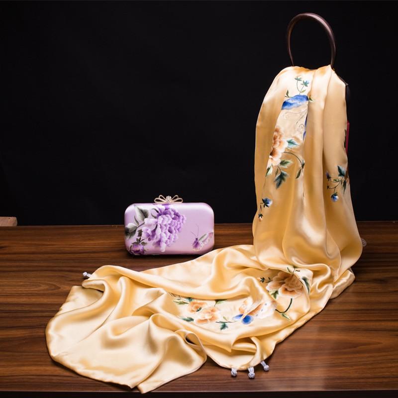 Su Embroidery Silk Scarf Long Double-sided Pure Shawl Gift Wedding Party