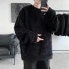 Men Sweatshirt Keep Warm Solid Color Long Sleeves Loose Pullover Plush Thick Soft Comfortable Men Winter Tops for Outdoor