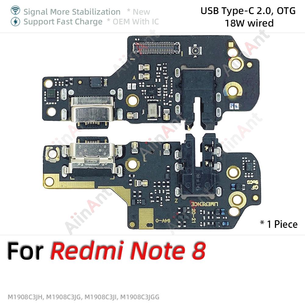 Aiinant Bottom USB Charger Board Dock Connector Charging Port Flex Cable For Xiaomi Redmi Note 6 7 8 9 7A 9A 9T 8T 9S Pro Plus