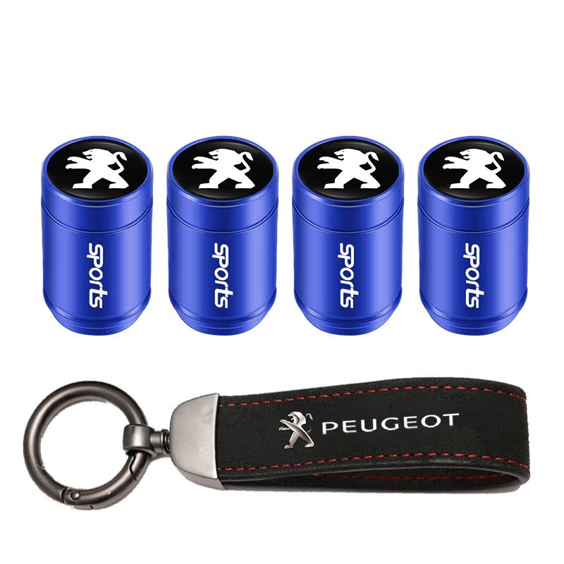 Car Tire Wheel Valve Caps Cover Suede Car Key Chain Ring Keychain For Peugeot 206 307 308 3008 207 208 407 408 508 2008 5008 301 UGE2
