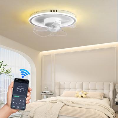 LED Ceiling Fan With Light Remote RGB Stepless Dimming Interior Lighting Ceiling Lamp Bedroom Living Home Decor Ceiling Fan Lamp