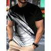 Men's Stylish Black Geometric Print T-Shirt - Short Sleeve, Round Neck, 3D Design, Breathable Polyester, Perfect for Casual or Formal Wear