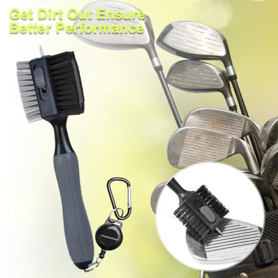 Perie pentru curățarea crosei de golf cu vârf retractabil, mâner anti-alunecare, prindere confortabilă