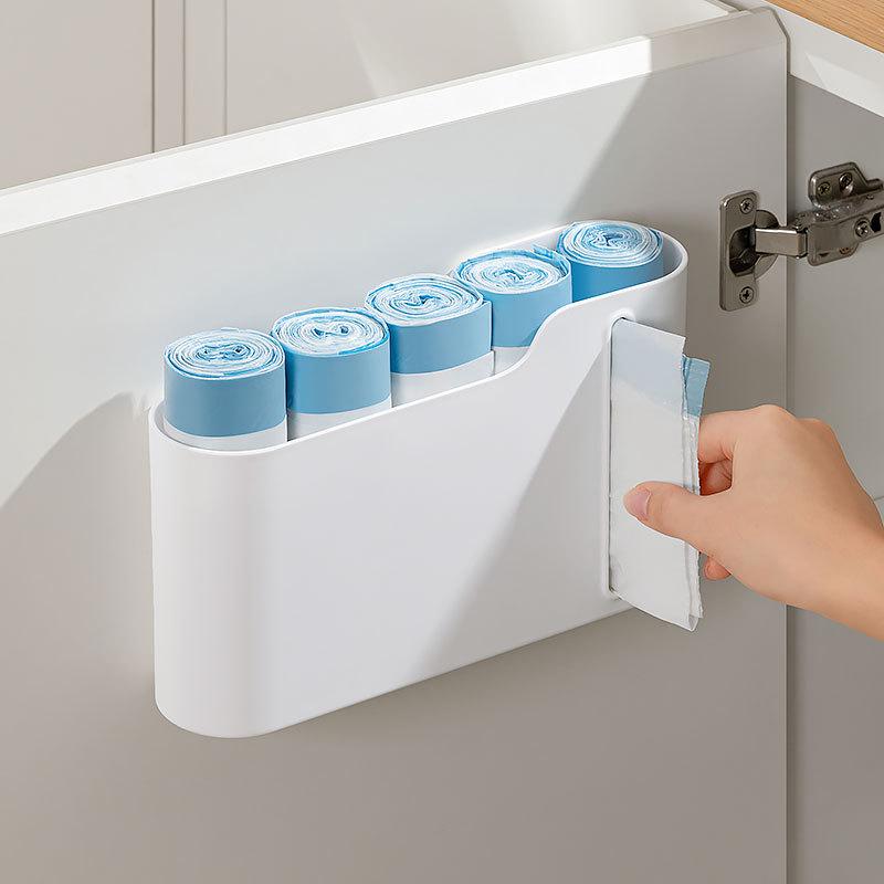 

Wall-Mounted Pull-Out Trash Bag Organizer: Punch-Free and Convenient Storage Box for Kitchen. Wall-mounted Storage Box белый