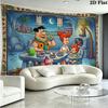 The Flintstones Cartoon Wall Tapestry Aesthetic Wall Hanging Printed Fabric Blanket Decorative Tapestries for Bedroom Living Room Home Decor