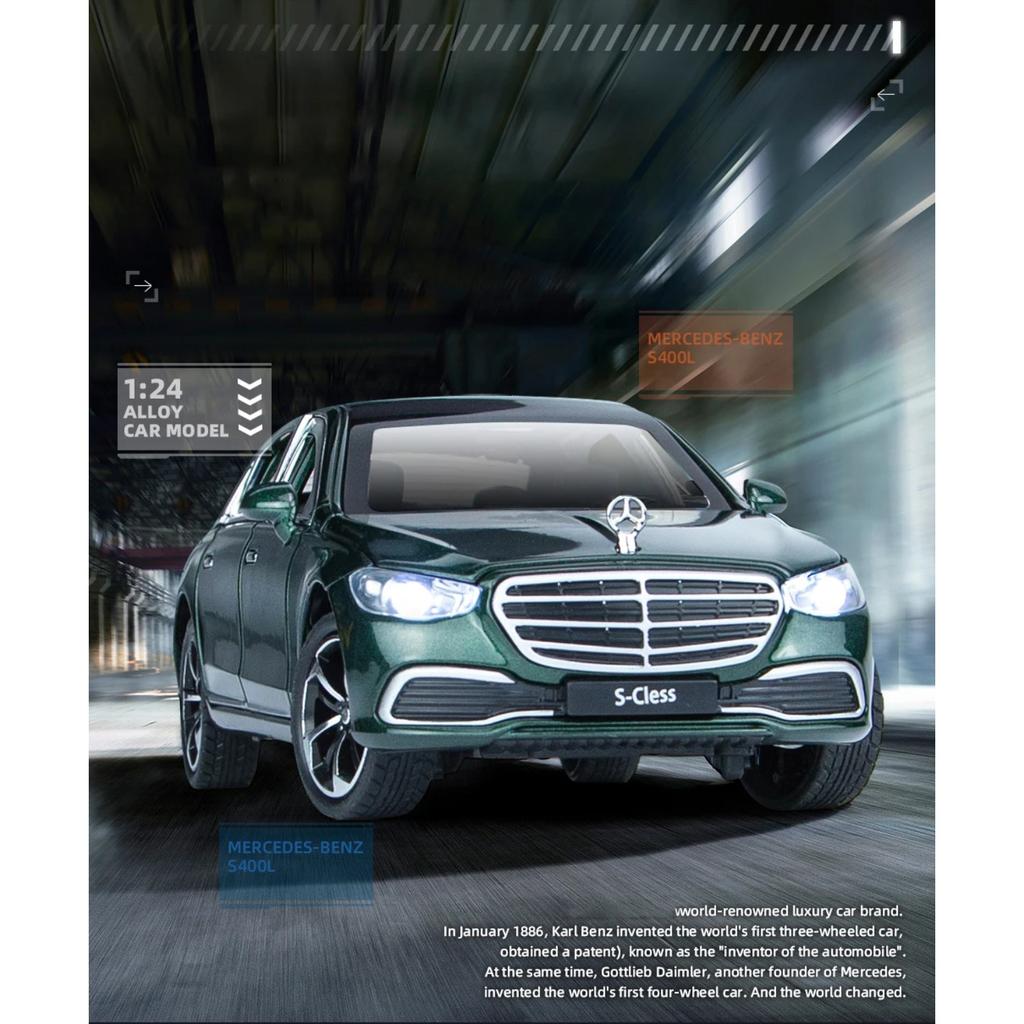 1/24 BENZ S400 S-Class Alloy Car Diecasts & Toy Vehicles Car Model Sound and Light Pull Back Car Toys Gifts