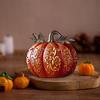 Halloween Pumpkin Light Hand-Carved Vine Hollow Decorative Lamp Resin Lighted Pumpkin with Flickering LED Candlelight Effect for Halloween