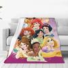 Cartoon Princess Blanket Fleece Print Beauty Gift for Girls Multifunction Warm Throw Blanket for Bed Bedroom Bedding Throws