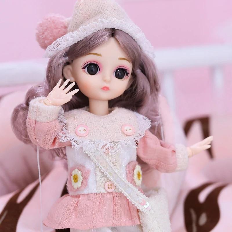 30cm 1/6 BJD Princess Doll Dress Up with Clothes Shoes 20 Joints Movable Cute Sweet Face Child Girl Birthday Gift Kids Doll Toy
