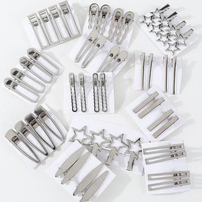 4/24 Stück Silber Y2k Haarspangen für Frauen Ausgehöhlte Metall Entenschnabelklemme Mädchen Haarnadeln Seitenklemmen Styling Mädchen Haarschmuck