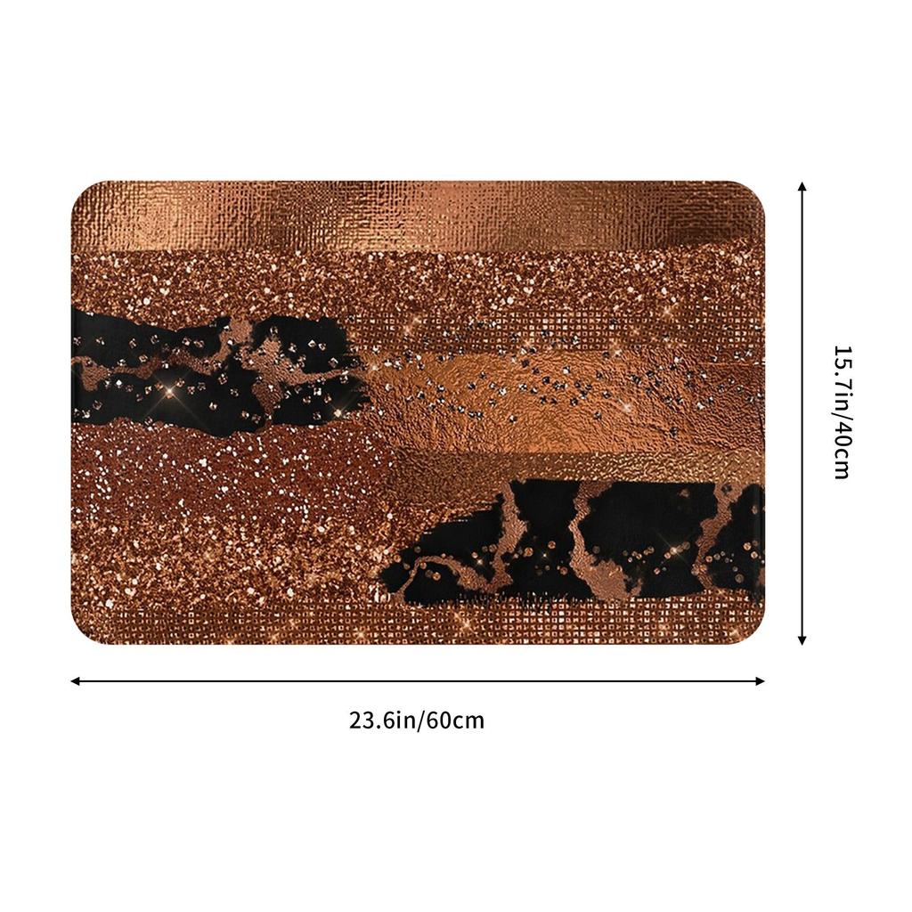 Dark Faux Copper Glamour Non-slip Doormat Floor Mat Sand Scraping Carpet Rug for Kitchen Entrance Home Bedroom Footpad Mats