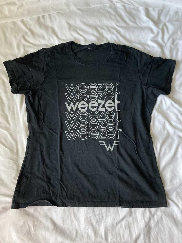 vintage style Weezer Band Logo Black Shirt Unisex Concert S5XL R366