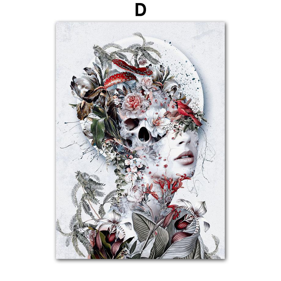 Dark Gothic Style Flower Girl Abstract Wall Art Canvas Painting Living Room Decoration Posters And Prints Home Wall Pictures