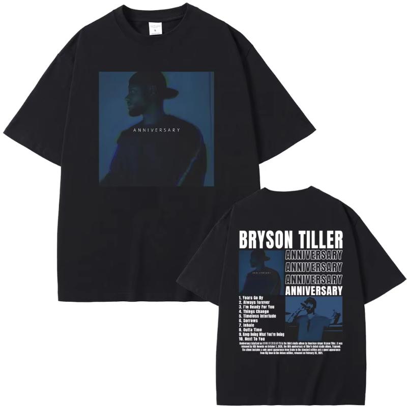 

Rapper Bryson Tiller ANNIVERSARY Double Sided Print Tshirt Unisex Hip Hop Streetwear Oversized Tshirts Unisexs Casual Vintage Tees S