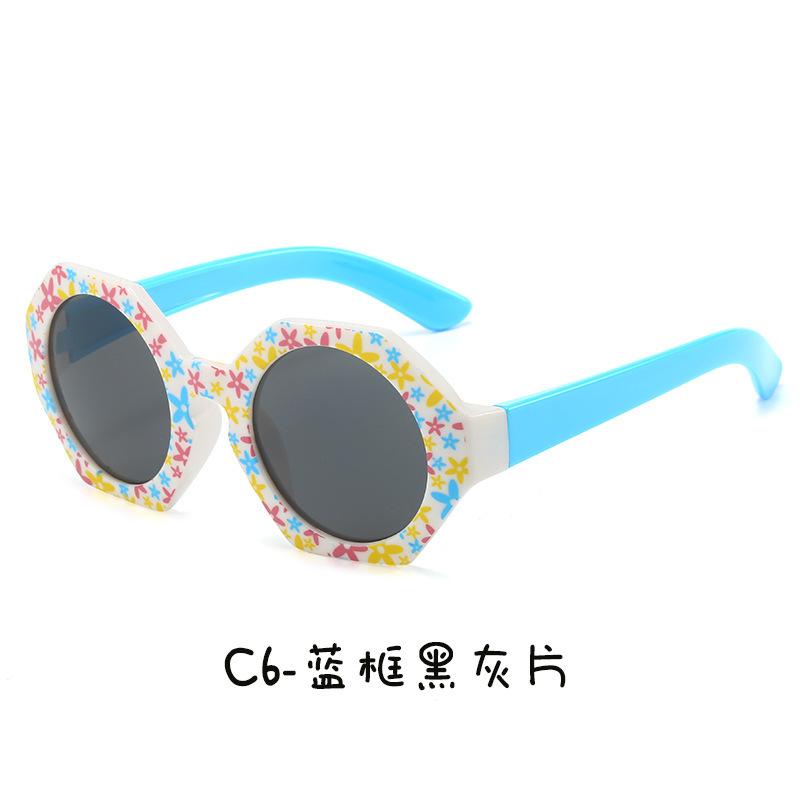 2025 New Polygonal Children's Girls, Fashionable Printed Cute Sunglasses For Summer Outings, Baby Sunshade Glasses