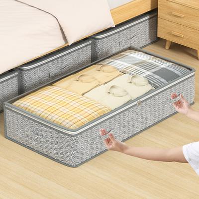 Contenedores de almacenamiento debajo de la cama Maximizan el espacio Cubierta superior transparente de gran capacidad Lados reforzados con asa Bolsa de almacenamiento resistente de perfil bajo