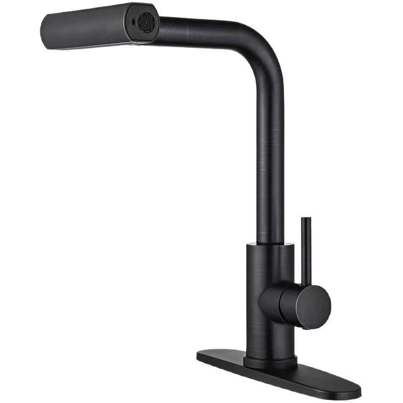 Gunmetal Stainless Steel Pull-out Kitchen Faucet – Multifunctional Waterfall Design for Hot/Cold Water and Vegetable Washing.