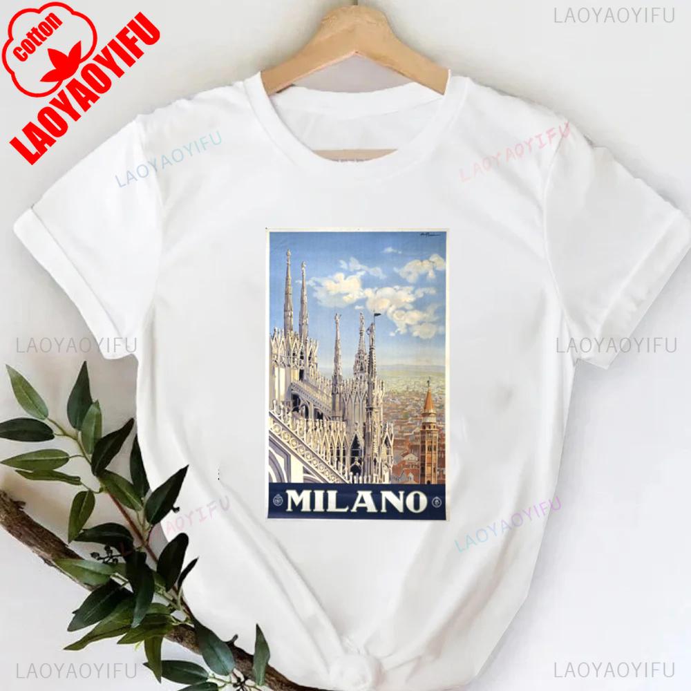 MILANO ITALIEN Buchstabenaufdruck Rundhals-T-Shirt Lässiges Kurzarm-T-Shirt für Frühling & Sommer Damenbekleidung Valentinstag