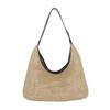 Retro Woven Tote Bag For Women Large Capacity Beach Shoulder Handbag With Magnet Closure