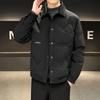 Herren Winter Daunenjacke Warmer Puffer Mantel Lässig Lockerer Schnitt Umlegekragen Einfarbig Urbane Jugend