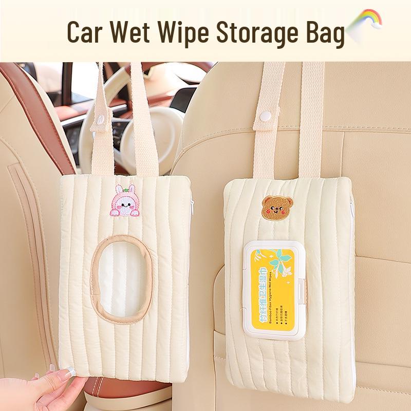 Car Cartoon Tissue & Wet Wipe Hanging Bag for Seats & Strollers