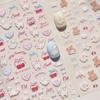 Graffiti Cute Cherry Cat & Bear Nail Art Stickers - DIY Self-Adhesive Bow Design