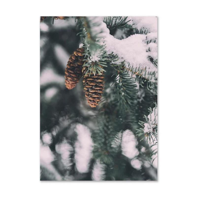 Christmas Deer Snowscape Canvas Poster Art Prints Hazelnut Wood Wall Paintings Christmas Wall Posters Living Room Decor Gift