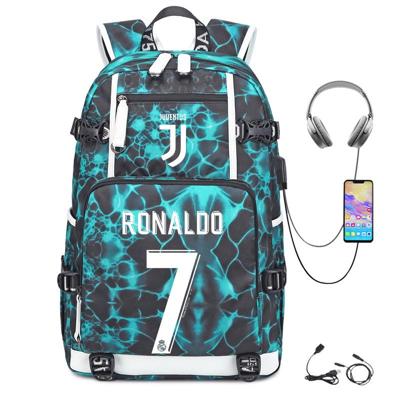 Football Star Cr7 Peripheral Personality Print Youth Backpack Large Capacity Leisure Travel Bag