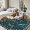 HAOCOO Washable Thin and Indoor Suitable for All and Animal Dark Green Carpet, 185x185cm, Rug, 2-Tatami Size, Modern, Fluffy, Non-Slip, Soundproof,